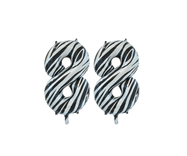Folieballon 88 jaar zebra 86cm
