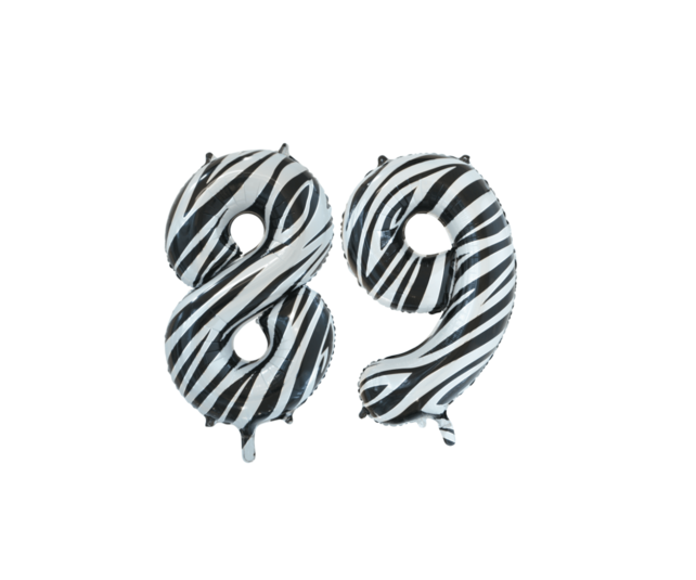 Folieballon 89 jaar zebra 86cm
