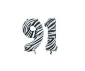 Folieballon 91 jaar zebra 86cm