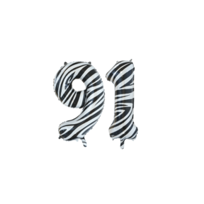 Folieballon 91 jaar zebra 86cm