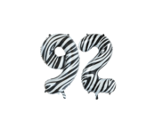Folieballon 92 jaar zebra 86cm