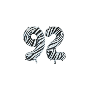 Folieballon 92 jaar zebra 86cm