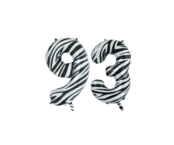 Folieballon 93 jaar zebra 86cm