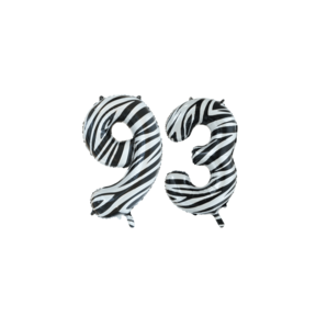 Folieballon 93 jaar zebra 86cm