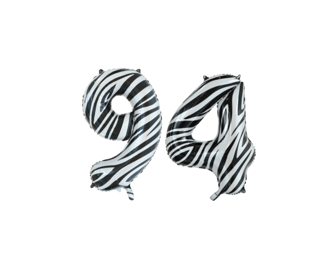Folieballon 94 jaar zebra 86cm