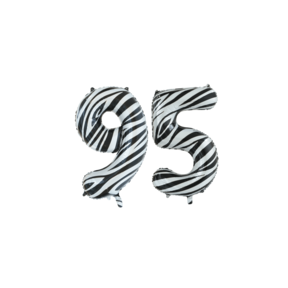 Folieballon 95 jaar zebra 86cm