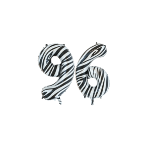 Folieballon 96 jaar zebra 86cm