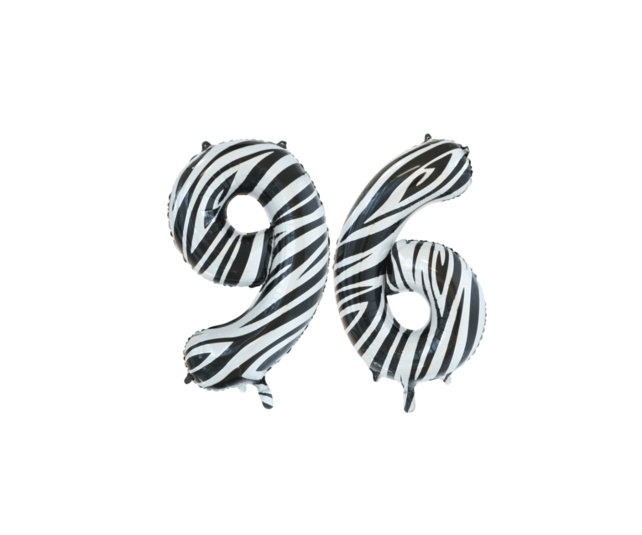 Folieballon 96 jaar zebra 86cm