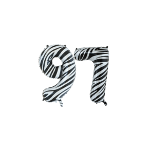 Folieballon 97 jaar zebra 86cm