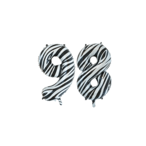 Folieballon 98 jaar zebra 86cm
