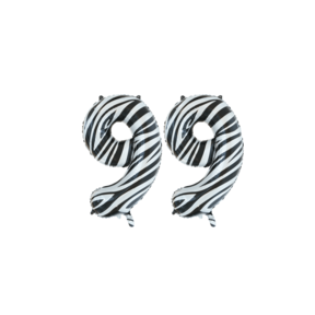 Folieballon 99 jaar zebra 86cm