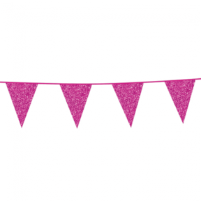 6 meter roze glitter vlaggenlijn