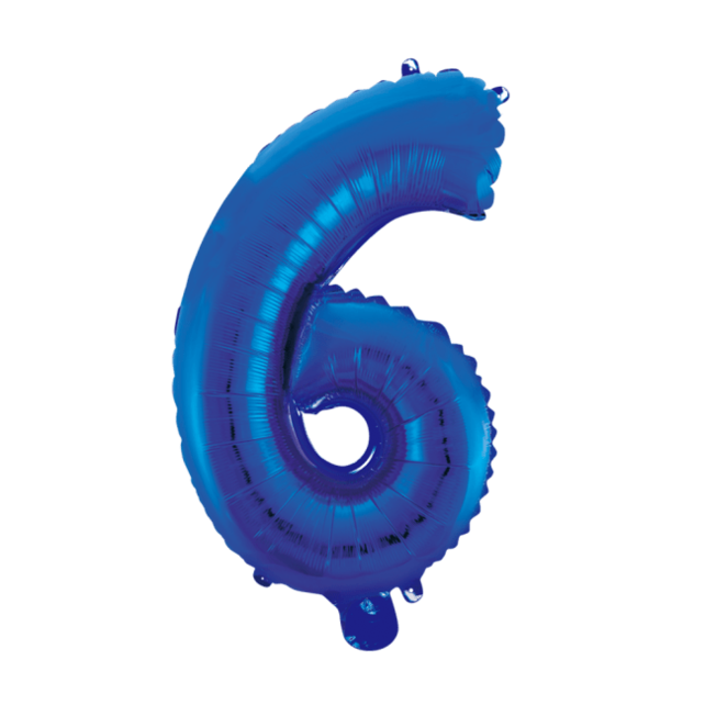 Folieballon 6 jaar blauw 86cm
