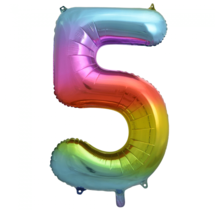 Folieballon 5 jaar Regenboog 41cm