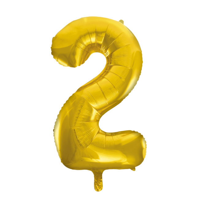 Folieballon 2 jaar Goud 86cm