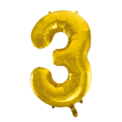 Folieballon 3 jaar Goud 86cm