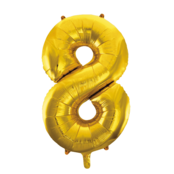 Folieballon 8 jaar Goud 86cm