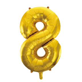 Folieballon 8 jaar Goud 86cm
