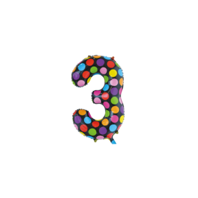 Folieballon 3 jaar stippen 86cm