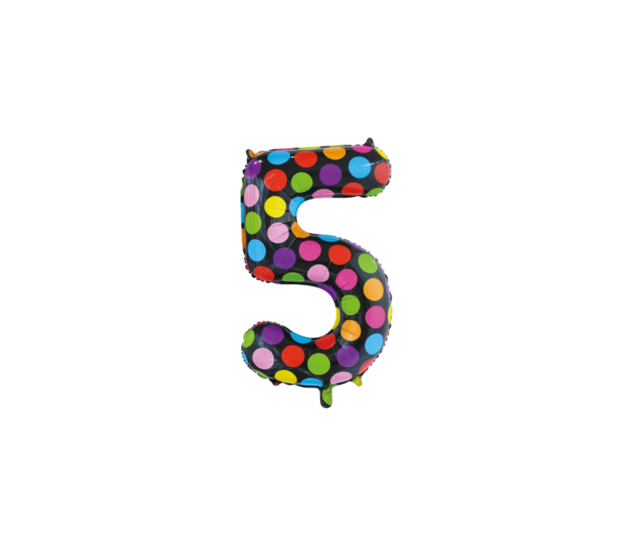 Folieballon 5 jaar stippen 86cm