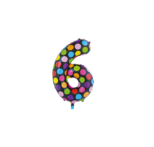 Folieballon 6 jaar stippen 86cm