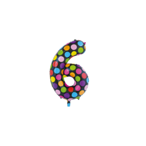Folieballon 6 jaar stippen 86cm
