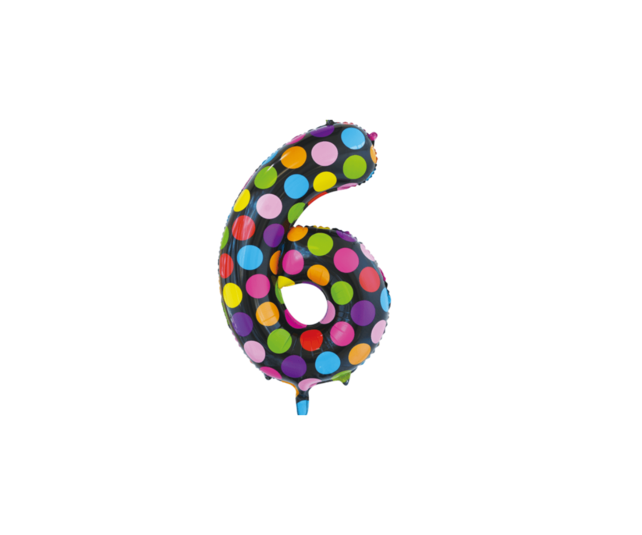 Folieballon 6 jaar stippen 86cm