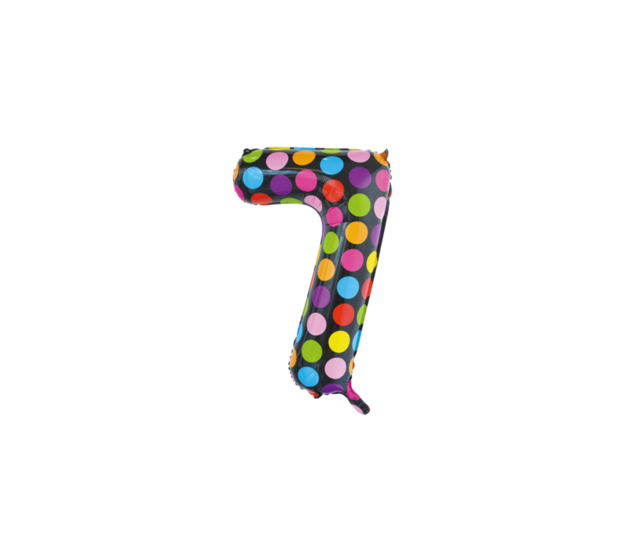 Folieballon 7 jaar stippen 86cm