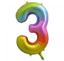 Folieballon 3 jaar Regenboog 86cm