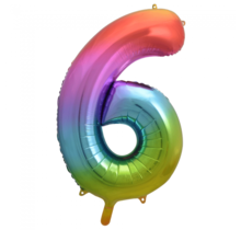 Folieballon 6 jaar Regenboog 86cm