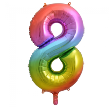 Folieballon 8 jaar Regenboog 86cm