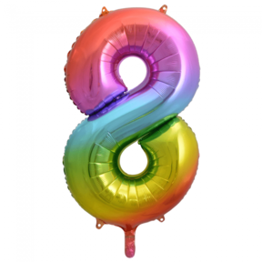 Folieballon 8 jaar Regenboog 86cm