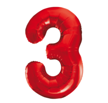 Folieballon 3 jaar rood 86cm