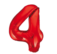 Folieballon 4 jaar rood 86cm
