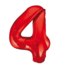 We Fiesta Folieballon 4 jaar rood 86cm We Fiesta Folieballon 4 jaar rood 86cm