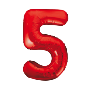 Folieballon 5 jaar rood 86cm