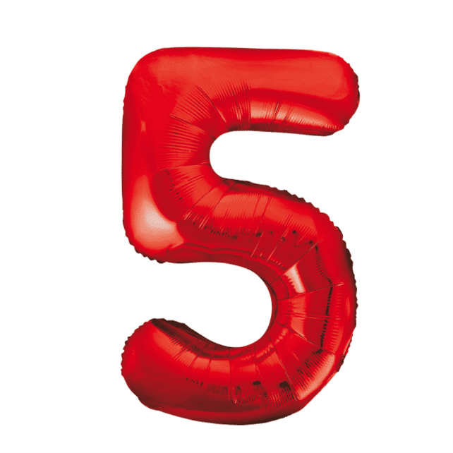 Folieballon 5 jaar rood 86cm
