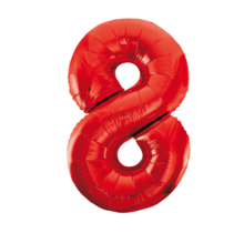 Folieballon 8 jaar rood 86cm