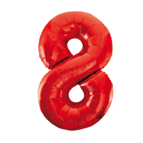 Folieballon 8 jaar rood 86cm