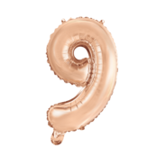 Folieballon 9 jaar Rosé Goud 41cm Folieballon 9 jaar Rosé Goud 41cm