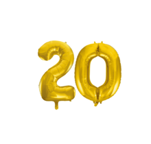 Folieballon 20 jaar Goud 41cm