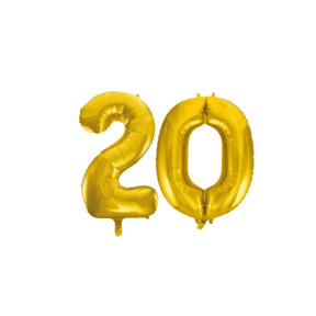Folieballon 20 jaar Goud 41cm