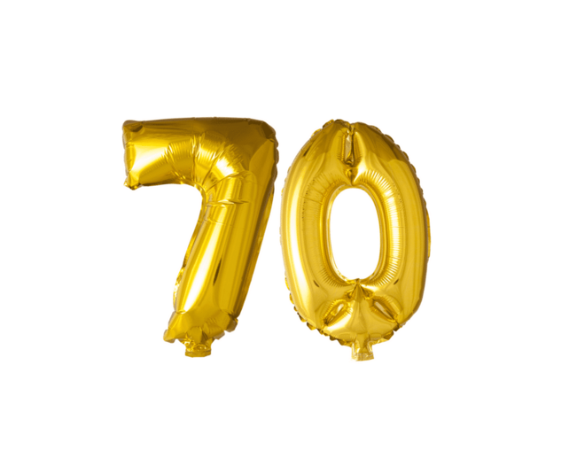 Folieballon 70 jaar Goud 41cm