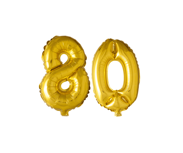Folieballon 80 jaar Goud 41cm