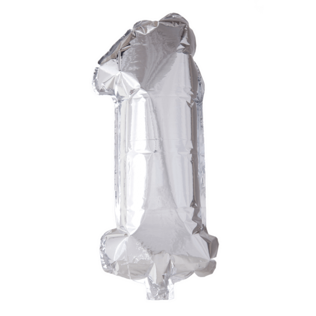 Folieballon 1 jaar zilver 86cm