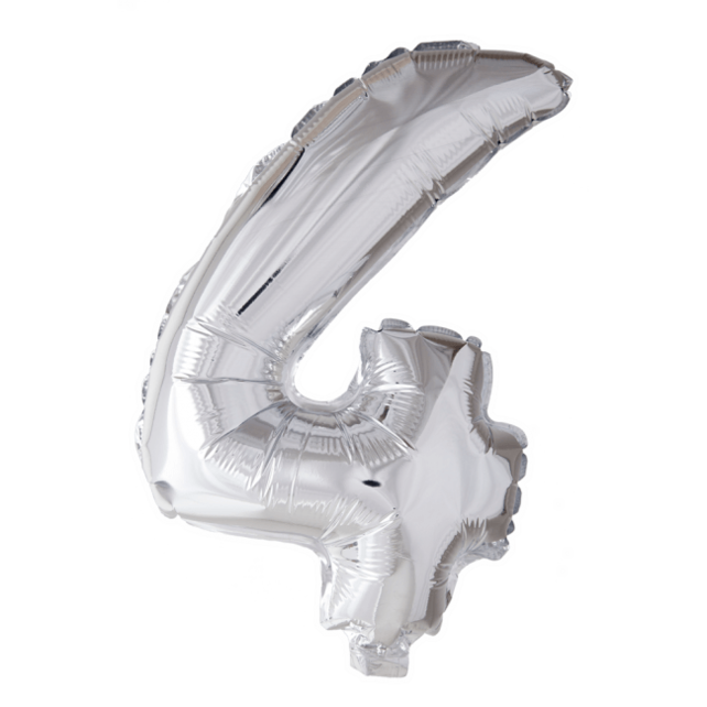 Folieballon 4 jaar zilver 86cm
