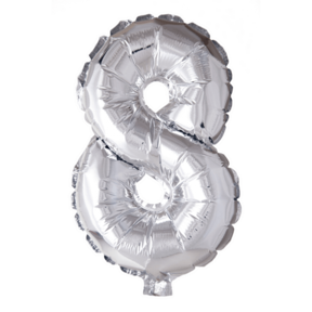 Folieballon 8 jaar zilver 86cm