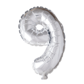 Folieballon 9 jaar zilver 86cm