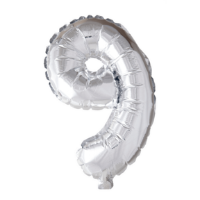 Folieballon 9 jaar zilver 86cm