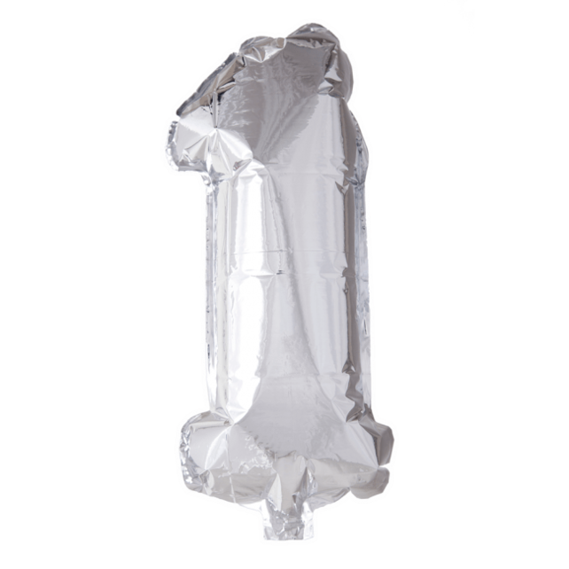 Folieballon 1 jaar zilver 41cm